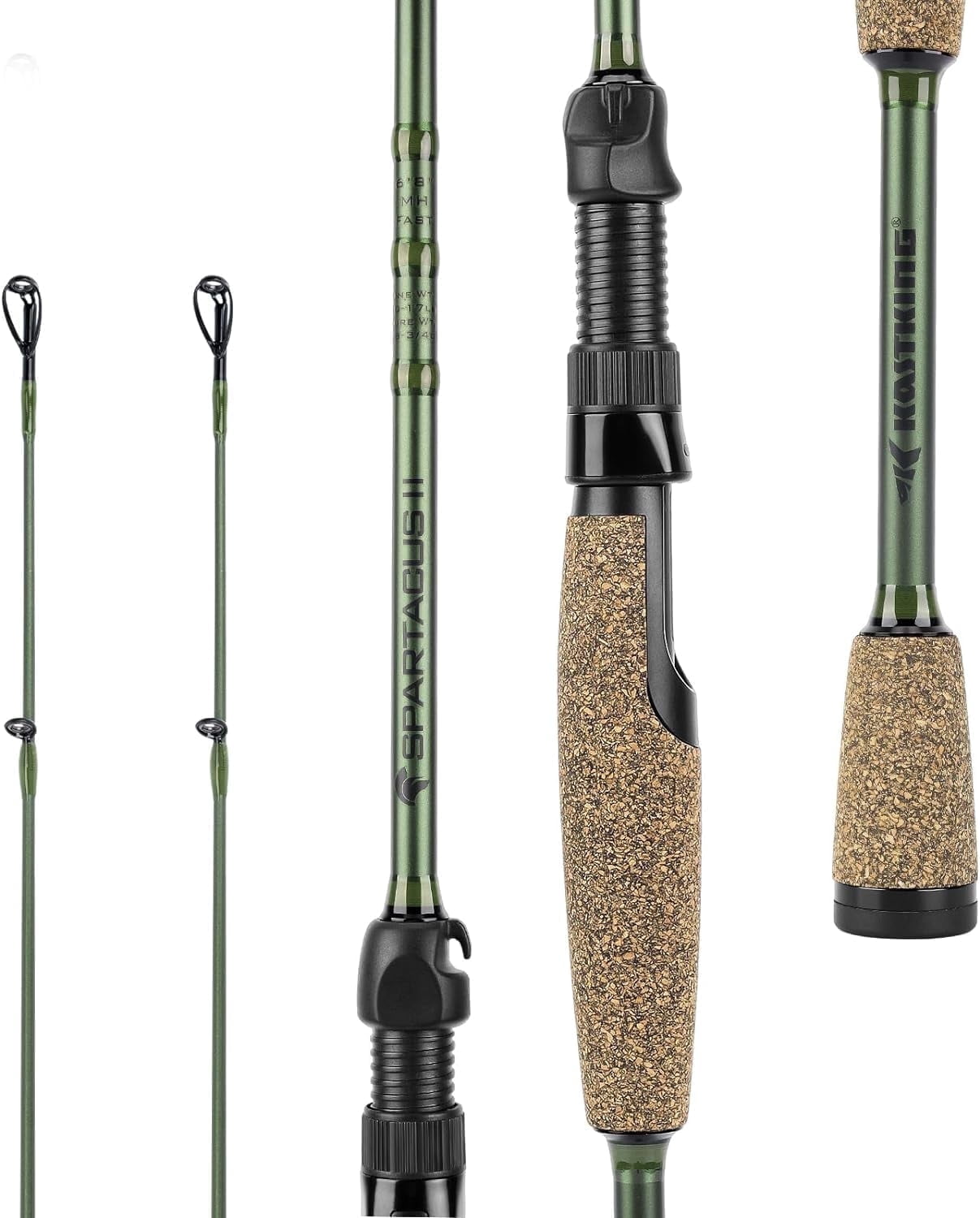 KastKing Fishing Rods - IM6 Graphite Blanks Casting & Spinning Rods, 2-Piece Rods with Extra Tip Section-Spartacus II