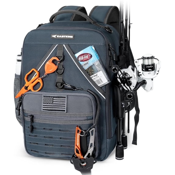 KastKing Fishing Tackle Backpack,Water-Resistant Fishing Bag With 2 Rod Holders,Fishing Gear and Equipment -KarryAll KastMate