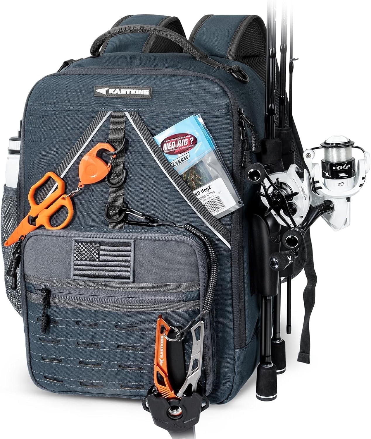 KastKing Fishing Tackle Backpack,Water-Resistant Fishing Bag With 2 Rod Holders,Fishing Gear and Equipment -KarryAll KastMate