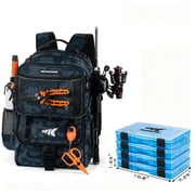 KastKing Fishing Tackle Backpack with Removable Bait Binder & 4 Tackle Boxes, Rod Holders Storage Fishing Gear- BaitSpace 50L