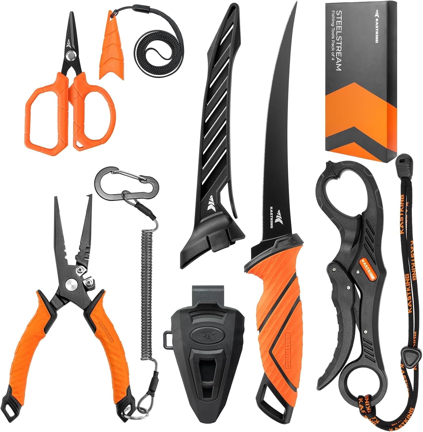 KastKing 4PC Fishing Tool Set, Pliers, Knife, Scissors & Lip