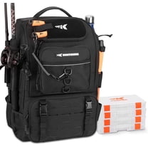 KastKing Fishing Tackle Backpack with Rod Holders 4 Tackle Boxes,Fishing Bag Storage Fishing Gear and Equipment-Black