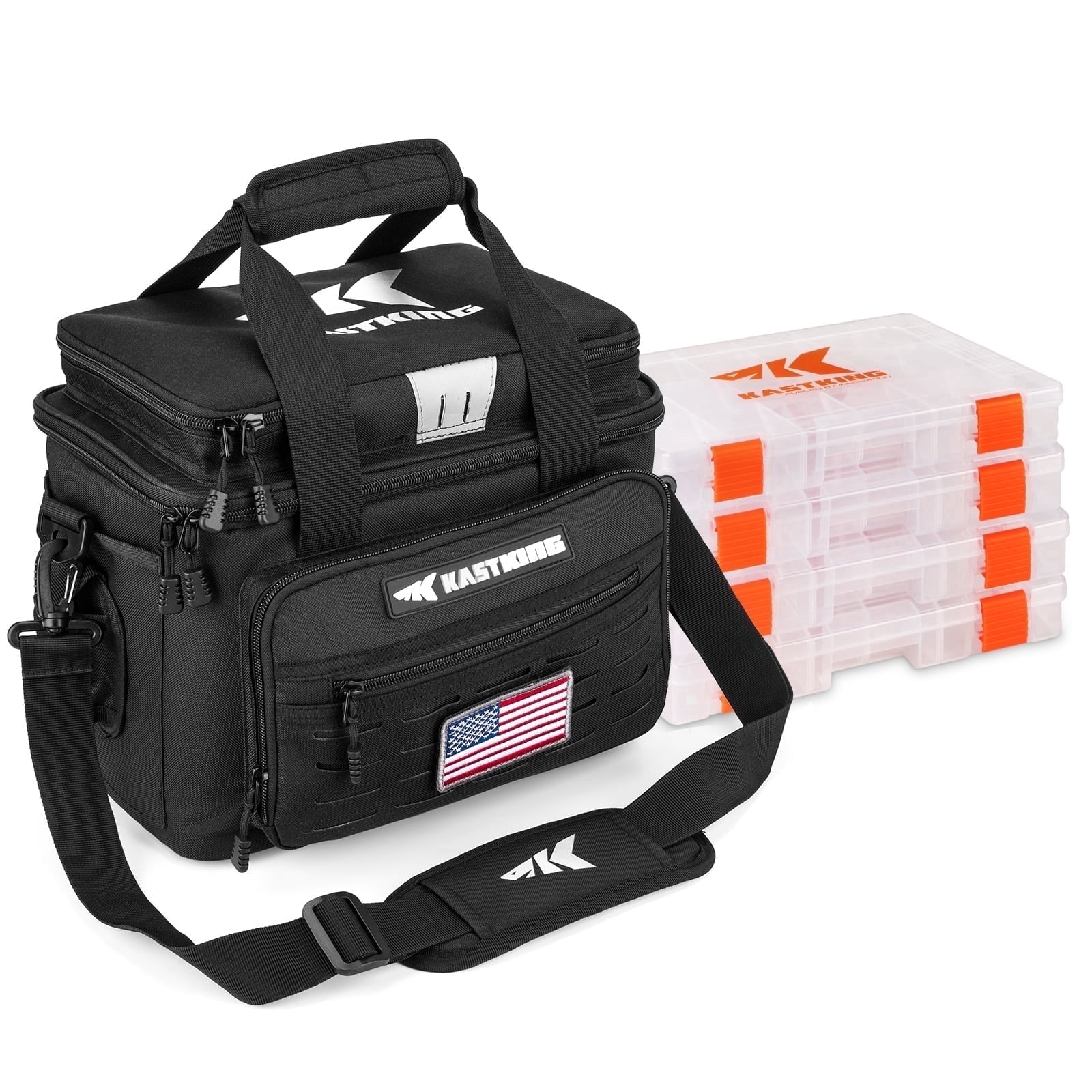 KastKing Fishing Tackle Bags - Water Resistant Material - Fishing Gear Storage - Karryall Medium Black