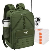 KastKing Medium Fishing Tackle Backpack, Large Storage Fishing Bag Store Gear and Equipment-Karryall Green