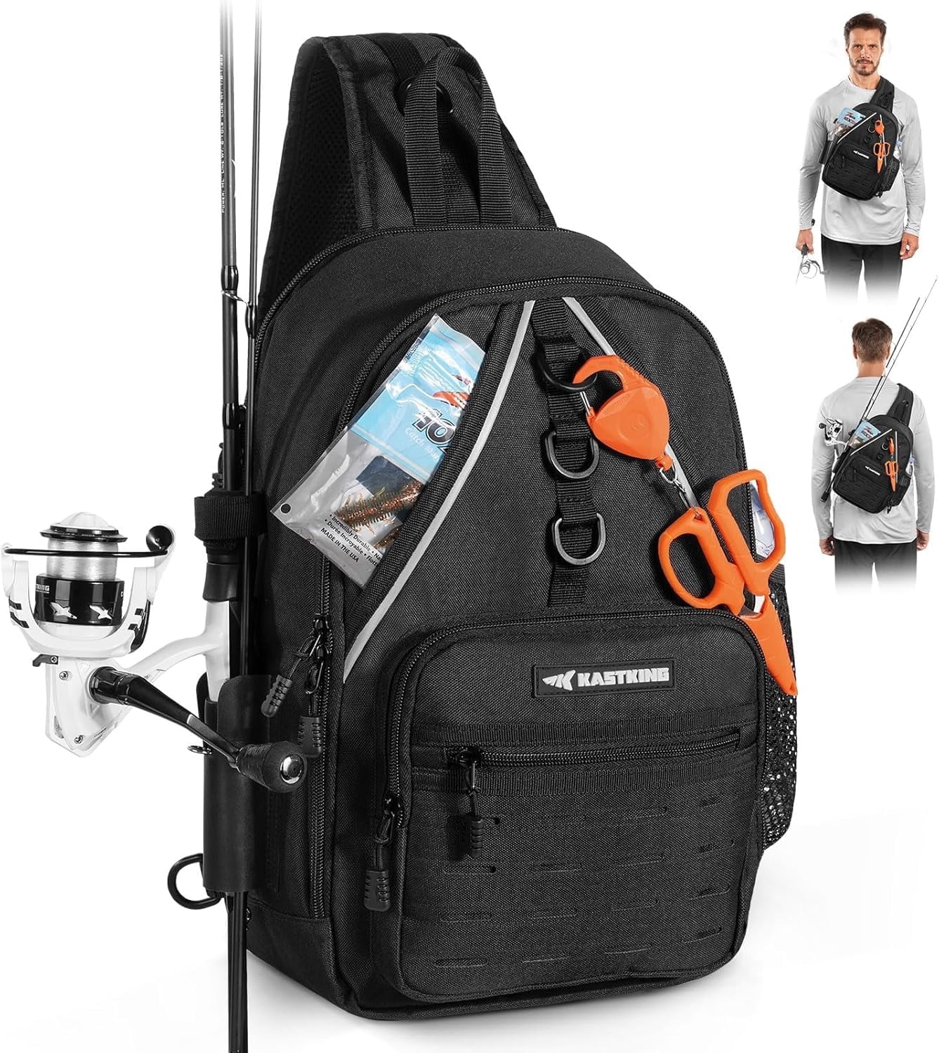 KastKing Karryall Sling Tackle Bag–Fishing Sling Pack,Fishing Backpack With Rod Holder,Gear Storage