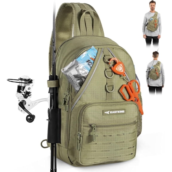 KastKing Karryall Sling Tackle Bag–Fishing Sling Pack,Fishing Backpack With Rod Holder, Gear Storage