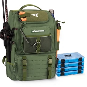 Backpack Back Rig KastKing, Fishing Tackle Backpack, Green, with Rod Holders, 40L ...