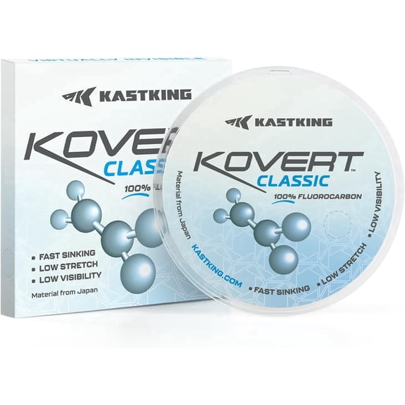 KastKing 100% Fluorocarbon Fishing Line,Line or Leader Material,Highly Abrasion Resistant,50 Yard Spools-Kovert Classic