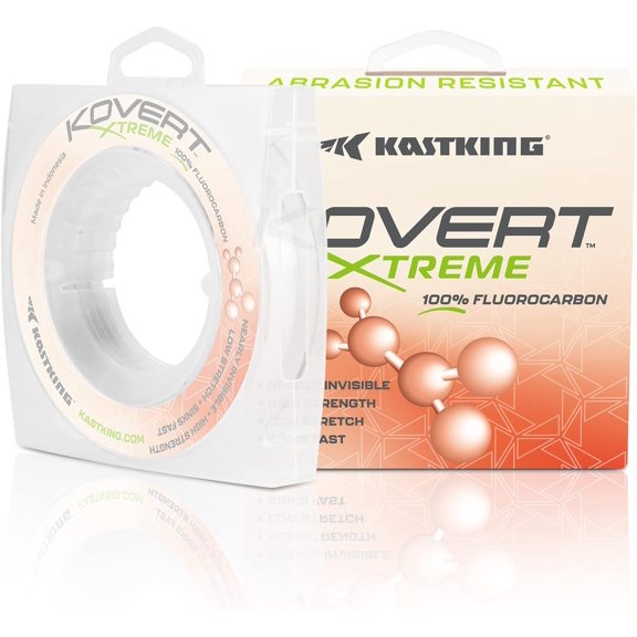 KastKing Kovert Xtreme 100% Fluorocarbon Fishing line, Fishing Leader, Extreme Clarity, Fast Sinking, Shock Resistant, Ultra-Low Visibility, High Abrasion Resistance