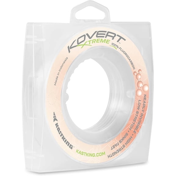KastKing 100% Fluorocarbon Fishing line, Fishing Leader, Fast Sinking,25YD Spools Available- Kovert Xtreme