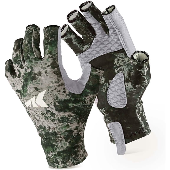 KastKing La Sal Fishing Gloves UPF50+ Sun Gloves UV Protection Fingerless Gloves Men Women for Outdoor, Kayaking, Rowing, Paddling, Canoeing, Hunting