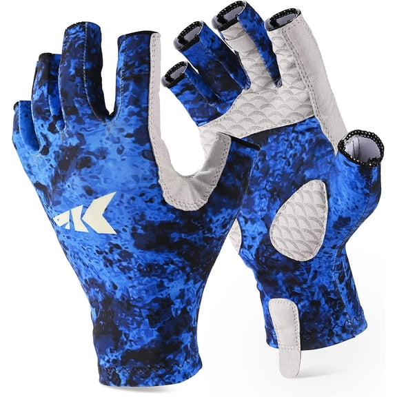 KastKing La Sal Fishing Gloves UPF50+ Sun Gloves UV Protection Fingerless Gloves Men Women for Outdoor, Kayaking, Rowing, Paddling, Canoeing, Hunting