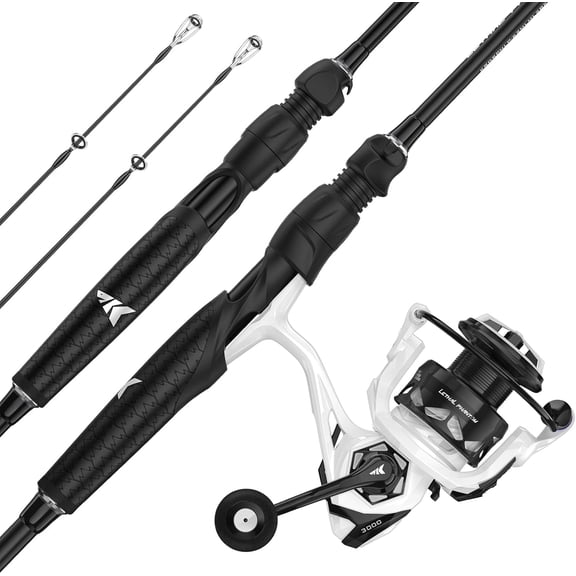 KastKing Lethal Phantom Twin-Tip Spinning Fishing Rod and Reel Combo, 3000 Reel, 7'4" M Rod IM6 Graphite, 2-Piece