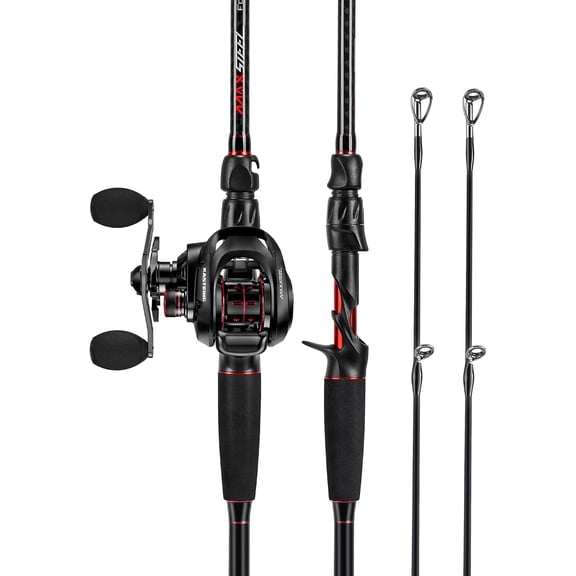 KastKing Twin Tip Baitcaster Fishing Rod and Reel Combo, 100 Size LH Reel, 6'6" MH,IM6 Graphite, 2-Piece Max Steel