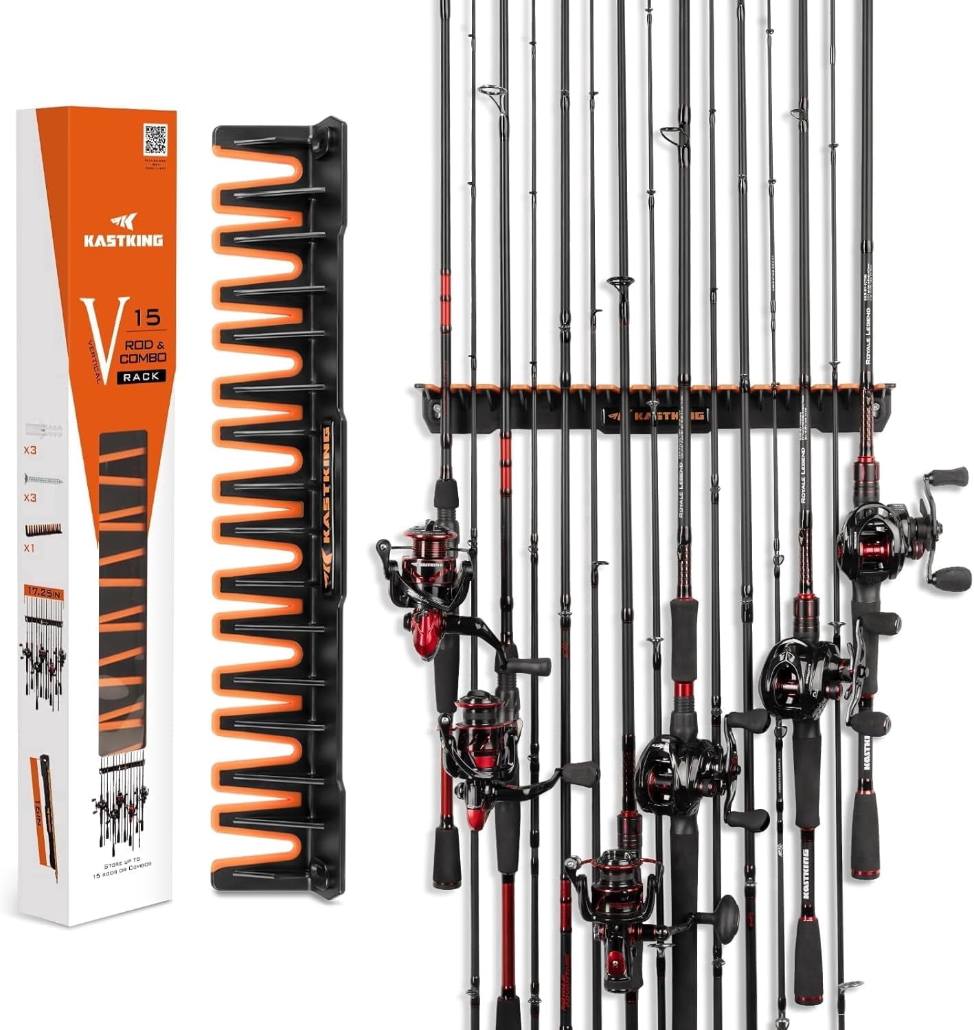 Fish Rack Sport KastKing, Vertical Fishing Rod Holder, Wall Rack for 15 Rods - Walmart.com