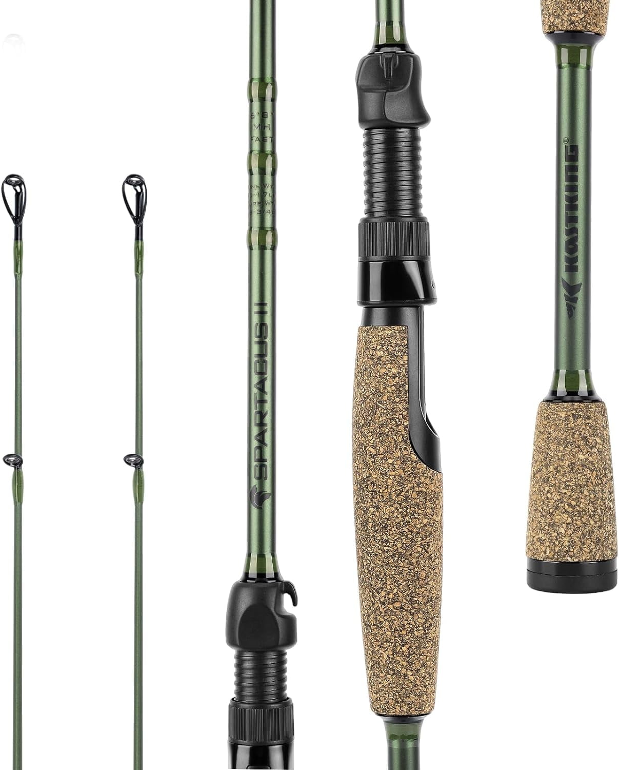 KastKing Fishing Rods - IM6 Graphite Blanks Casting & Spinning Rods, 2-Piece Rods with Extra Tip Section- Spartacus II