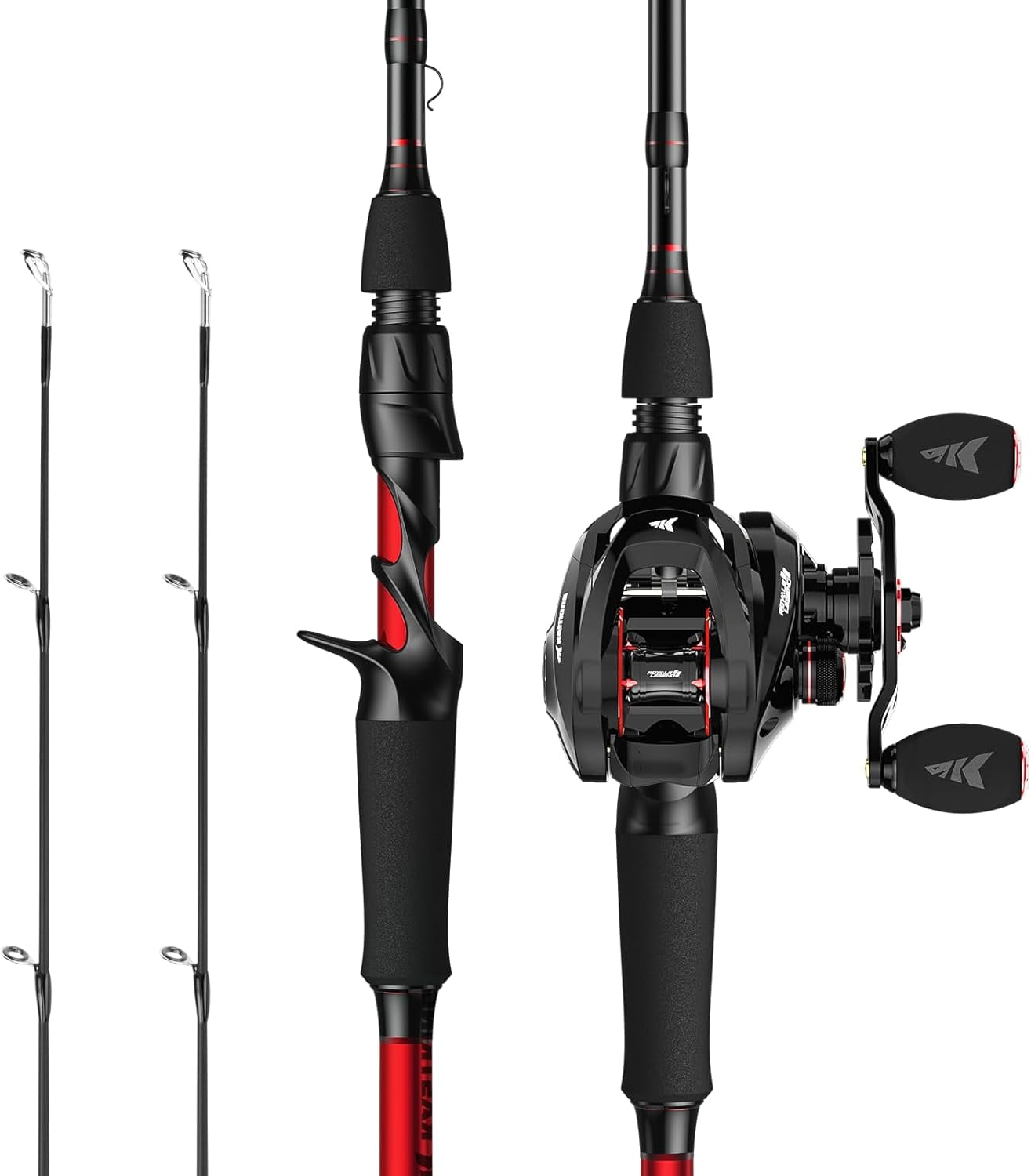 KastKing Casting Fishing Rod and Reel Combo, Cast Right Reel, 6'6''- M Rod(2 Pcs + Extra Tips) IM6 Graphite-Royale Legend II