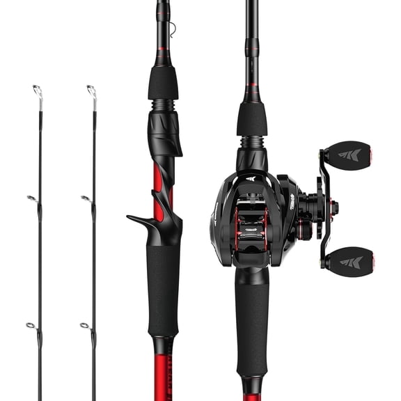 KastKing Casting Fishing Rod and Reel Combo, Cast Left Reel, 7'3''- Mh Rod(2 Pcs + Extra Tips) IM6 Graphite-Royale Legend II