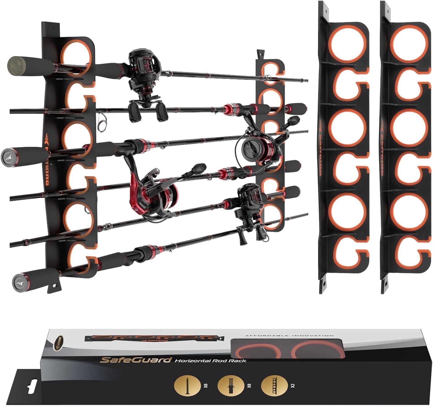 Rod Racking Storage All Thread KastKing Fishing Rod Holder for Garage, Wall or Ceiling Mounted Fishing ...
