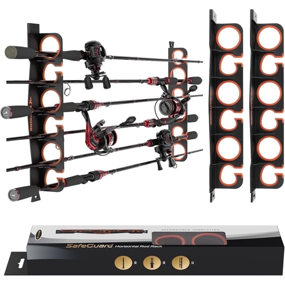 KastKing Fishing Rod Holder, Wall or Ceiling Mount, Holds 6 Rods V6