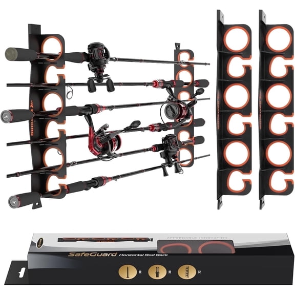 KastKing Fishing Rod Holder, Wall or Ceiling Mount, Holds 6 Rods V6