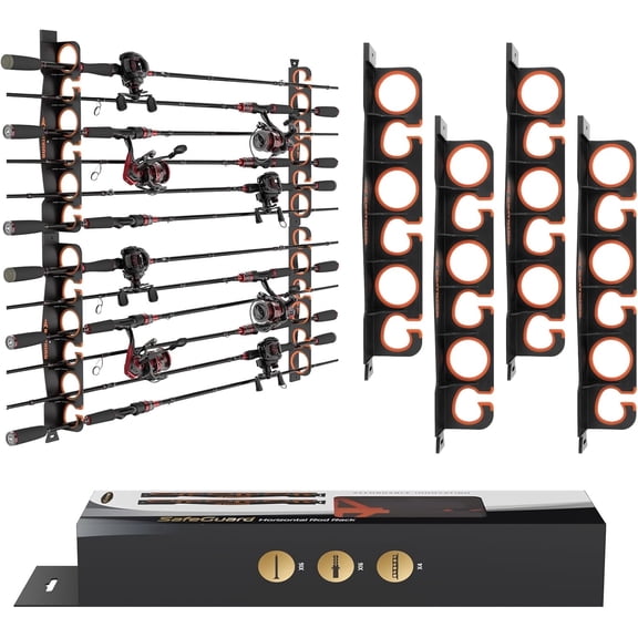 KastKing Wall/Ceiling Fishing Rod Holder Rack, Holds 6 Rods 2 Pack ,SafeGuard V6