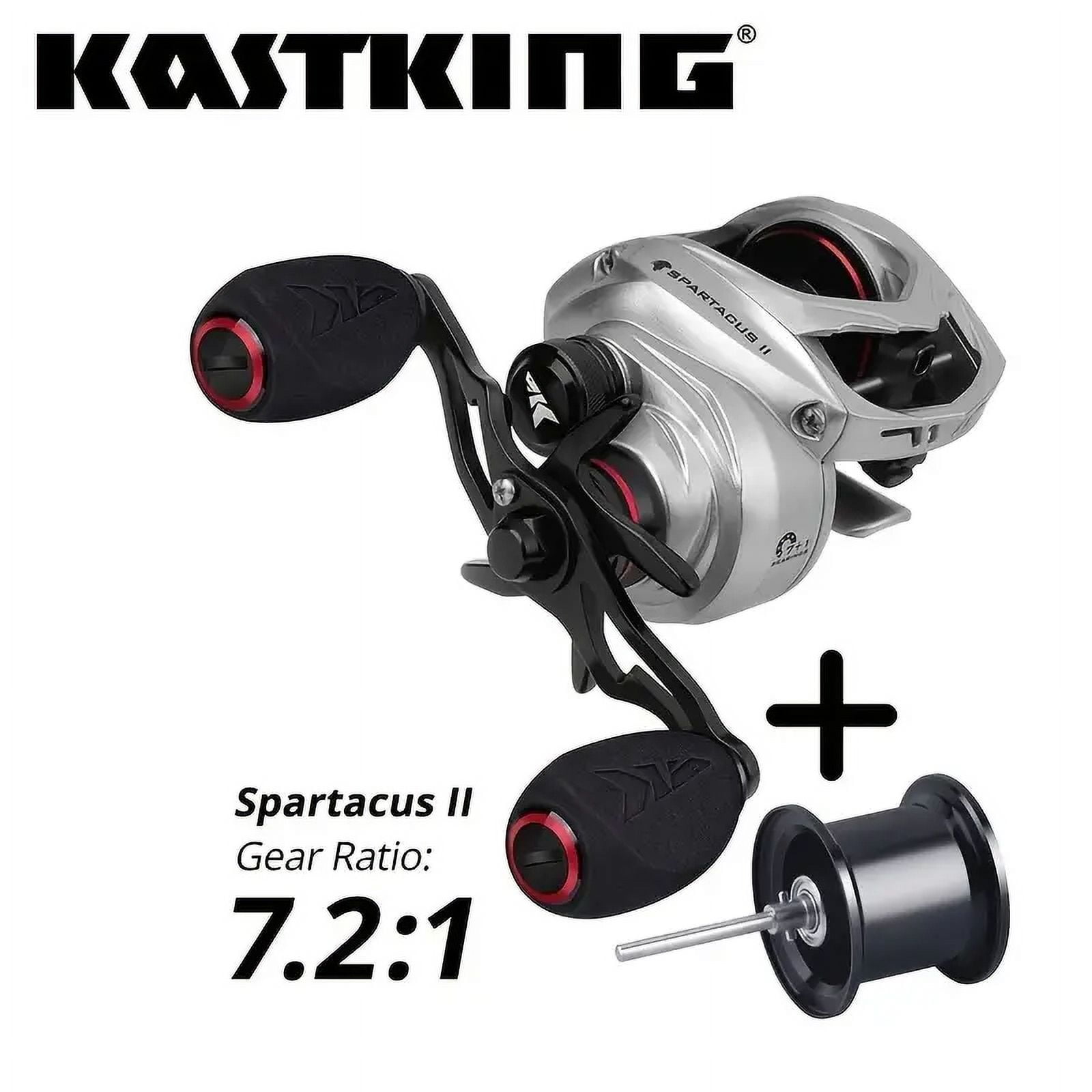 KastKing Silver Spartacus II Ultra Smooth Baitcasting Reel 8KG Max Drag 7+1  Ball Bearings 7.2 1 High Speed Gear Ratio Fishing Coil With Extra Spool,  Fishing Tackle 