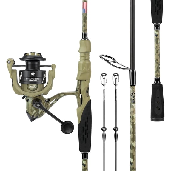 KastKing Spinning Fishing Rod and Reel Combo, Spin-6'6" Ml-2000 Reel (2pcs+ Extra Tip),KastFlex IM7 Graphite,PTS System, EVA Handles Spartacus Defender