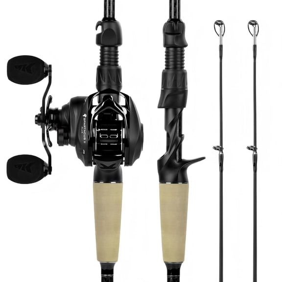 KastKing Fishing Baitcaster Rod and Reel Combo, Left-Hand Reel, 6'0" M (2-Piece Extra Tip) IM6 Graphite Spartacus II Plus