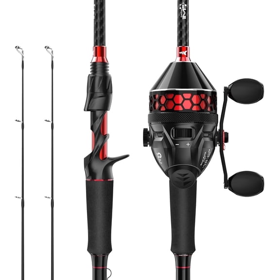 KastKing Spincast Fishing Rod and Reel Combo,Spin 30 Reel, 6'0''- M Rod(2 Pcs + Extra Tip) IM6 Graphite Freshwater Fishing-Brutus