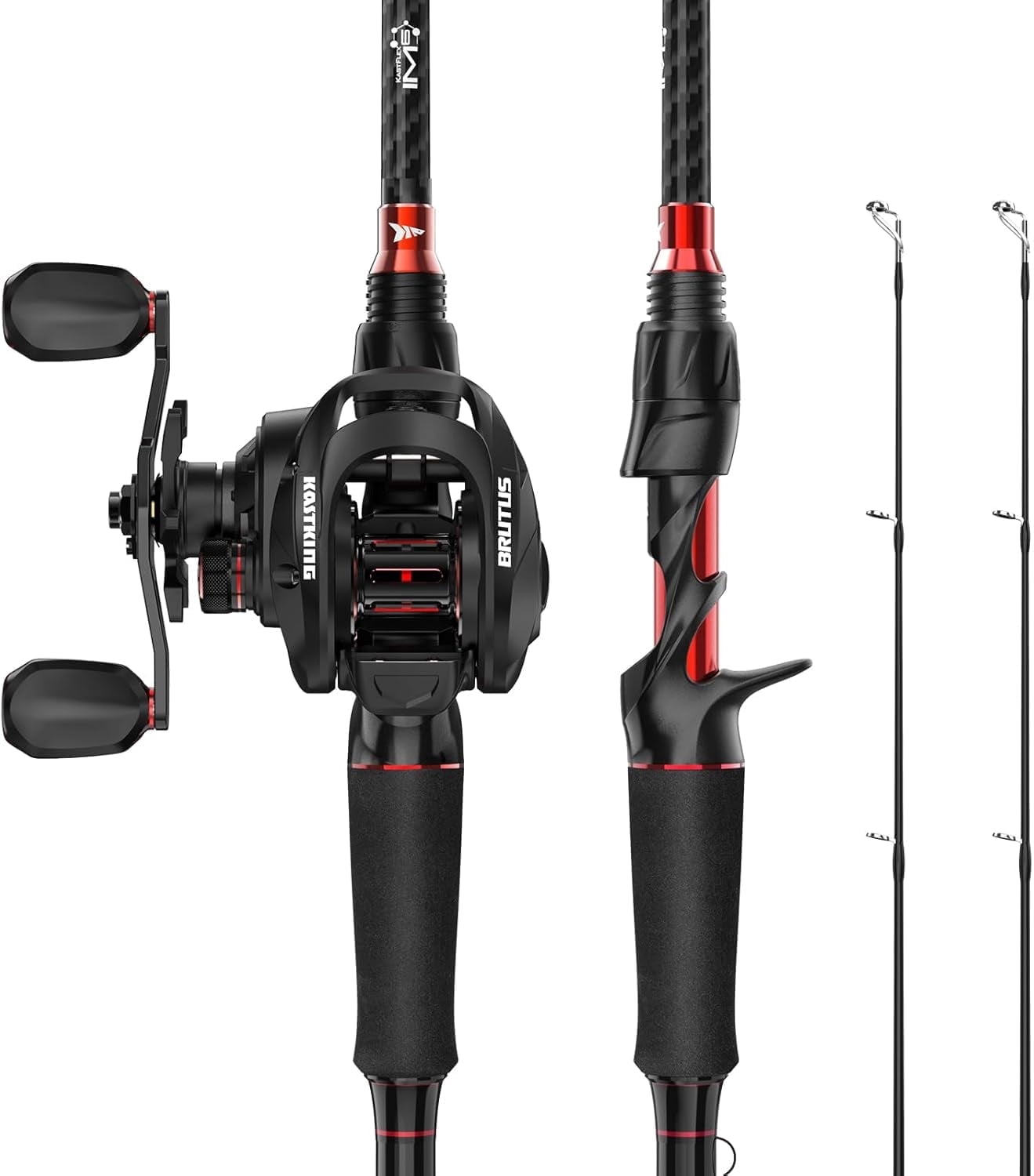 KastKing Baitcasting Fishing Rod and Reel Combo, Cast: Left Reel, 6'0''- M Rod(2 Pcs + Extra Tip) IM6 Graphite 2-Piece Rod , EVA Handle, for Freshwater Fishing-Brutus