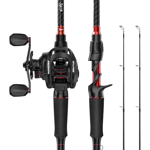 KastKing Baitcasting Fishing Rod and Reel Combo, Cast: Left Reel, 6'0''- M Rod(2 Pcs + Extra Tip) IM6 Graphite 2-Piece Rod , EVA Handle, for Freshwater Fishing-Brutus