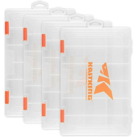 KastKing Tackle Boxes, Plastic Box, Plastic Storage Organizer Box with Removable Dividers - Fishing Tackle Storage 4 Packs