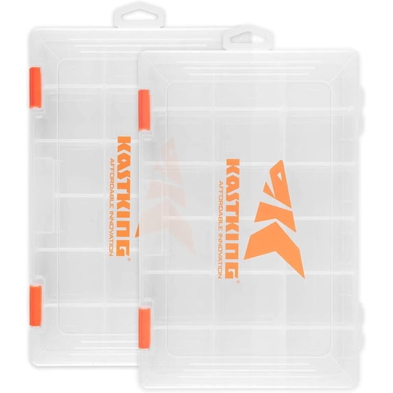 KastKing Tackle Boxes, Plastic Box, Plastic Storage Organizer Box with Removable Dividers,Fishing Tackle Storage- 2 Packs