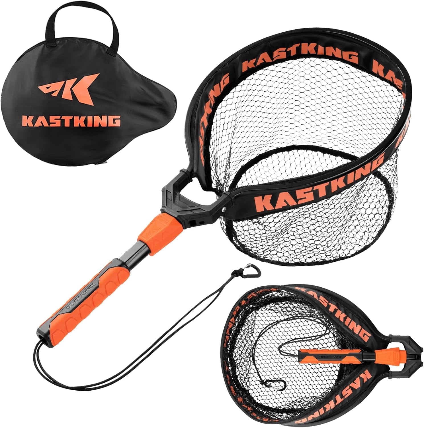 KastKing Fishing Net, Pvc Net - 26" Total Length (Fixed Handle) Aluminum Handle, Non-Slip Hi-Vis Grip, Compact with Storage Bag and Lanyard, Kayak, Lake and River Fishing Titanet