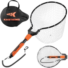 KastKing Fishing Net, 26" Silicone Fishing Net with Aluminum Handle, Non-Slip Hi-Vis Grip, Storage Bag & Lanyard for Kayak, Lake & River Fishing