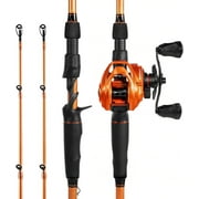 KastKing Baitcaster Fishing Rod and Reel Combo,Cast-610 Mh-right Handed Twin-Tip IM6 Graphite-Lethal Blaze