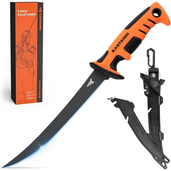 KastKing Ultimate Angler 9" Fillet Knife, Razor Sharp Corrosion-resistant Vanadium Stainless Steel Blade, Fishing Knife Includes Sheath with Sharpener & Line Cutter, EnduraGrip Ergonomic Handle