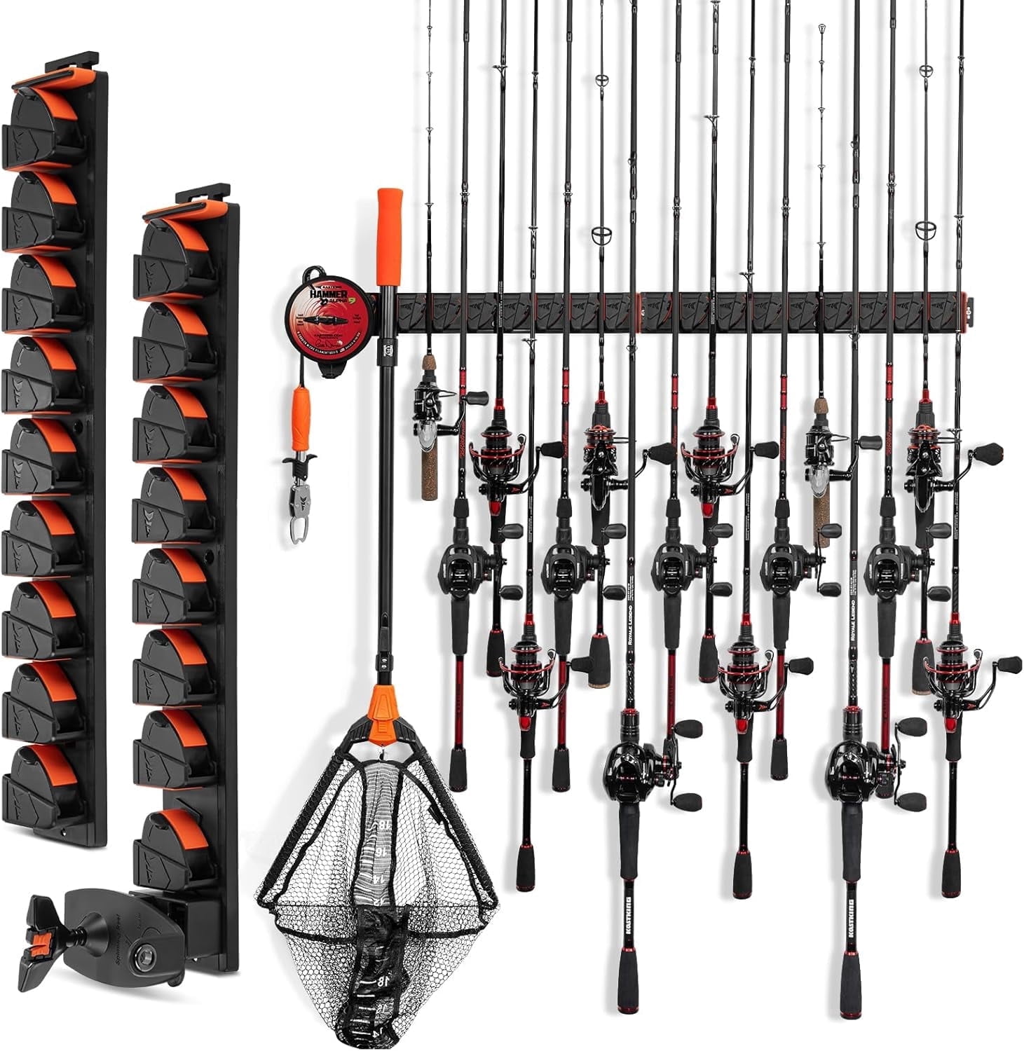 Stand Up Rod Rack KastKing GravityLock Fishing Rod Holder, Wall Mount Rack 2-Pack, Holds ...