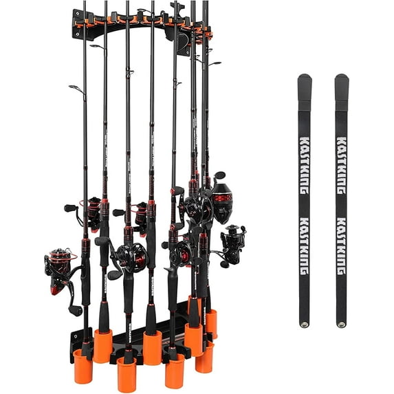 KastKing V10 Wall Rod Rack w/ Line Spooling Station, Holds 10 Combos