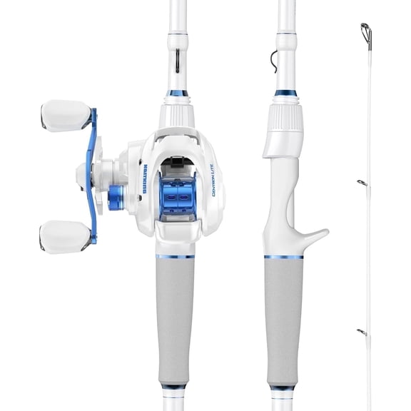 KastKing White Fishing Rod and Reel Combo, Cast-7'0" Medium Heavy- Left Handed , Stainless Steel Guides with Ceramic Rings Centron Lite