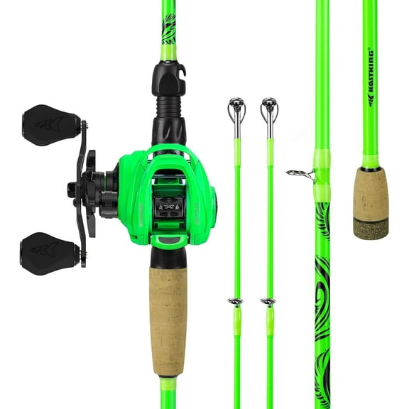 KastKing Baitcaster Fishing Rod and Reel Combo, Cast: 7'0''- M& Mh- Dual-tip Rod - Left Handed IM6 Graphite Rod with KastFlex Technology, Hook Keeper, Multiple Models-Zephyr