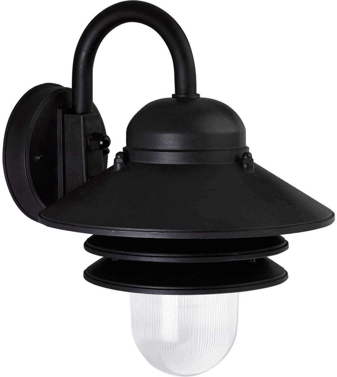 KastLite Polycarbonate Nautical Outdoor Wall Light with Clear Lens & Black Finish | 10" Diameter x 12.88" Height | Equivalent to Newport Series P5645-31