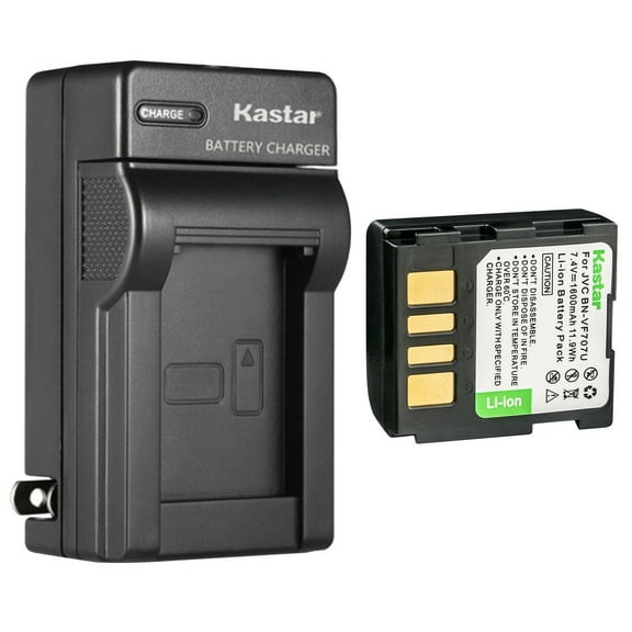 Kastar 1-Pack BN-VF707U Battery and AC Wall Charger Replacement for JVC GR-D328ER GR-D328US GR-D329 GR-D329AH GR-D329US GR-D338 GR-D338AH GR-D338US GR-D340 GR-D340AA GR-D340AC GR-D340E GR-D340EK
