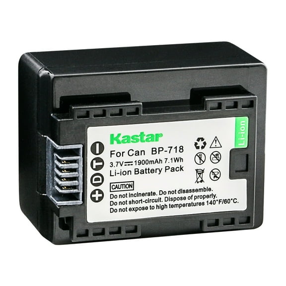 Kastar 1-Pack BP-718 Battery 3.7V 1900mAh Replacement for Canon VIXIA HF R42 HFR42, VIXIA HF R50 HFR50, VIXIA HF R52 HFR52, VIXIA HF R60 HFR60, VIXIA HF R62 HFR62, VIXIA HF R70 HFR70 Camera