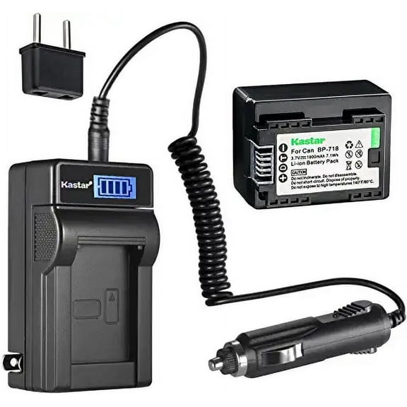 Kastar 1-Pack BP-718 Battery and LCD AC Charger Compatible with Canon LEGRIA HF M406 HFM406, LEGRIA HF M506 HFM506, LEGRIA HF M606 HFM606, LEGRIA HF M706 HFM706, LEGRIA HF M806 HFM806 Cameras