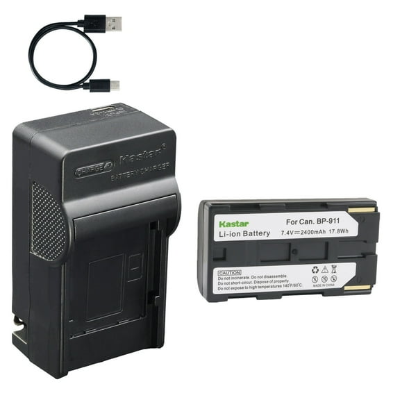 Kastar 1-Pack Battery and AC & USB-C Charger, Compatible with Canon BP-911, XF100 XF105 XF200 XF205 XF300 XF305 XF400 XF405 C100 C300 C500 XH-A1 XH-G1 XL1 XL2 GL1 GL2 XM2 and More Camcorders