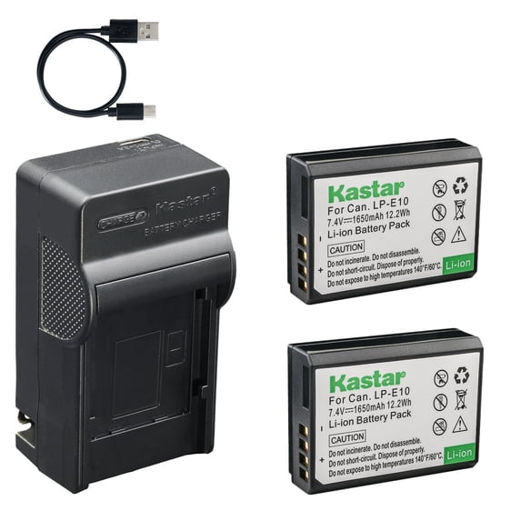 Kastar 1-Pack Battery and AC & USB-C Charger, Compatible with Canon LP-E10, EOS Rebel T3, T5, T6, T7, T100, 1100D, 1200D, 1300D, 1500D, 2000D, 3000D, Kiss X50, X70, X80, X90 Cameras
