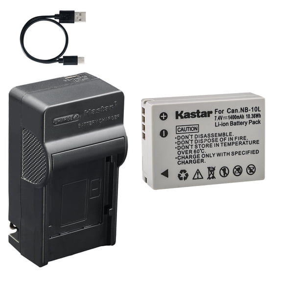 Kastar 1-Pack Battery and AC & USB-C Charger, Compatible with Canon NB-10L NB-10LH Batteries for PowerShot G1 X G3 X G15 G16 SX40 HS SX50 HS SX60 HS Cameras