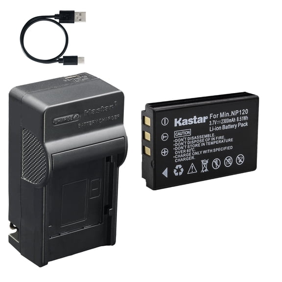 Kastar 1-Pack Battery and AC & USB-C Charger, Compatible with Minolta NP-120 MN35Z MN4K40NV MN80NV MN88NV MN90NV MN200NV MN220NV, Zoom BT-03 Q8, Fieldpiece SRL2 SRL8, EXFO AXS-110, Lawmate PV-1000